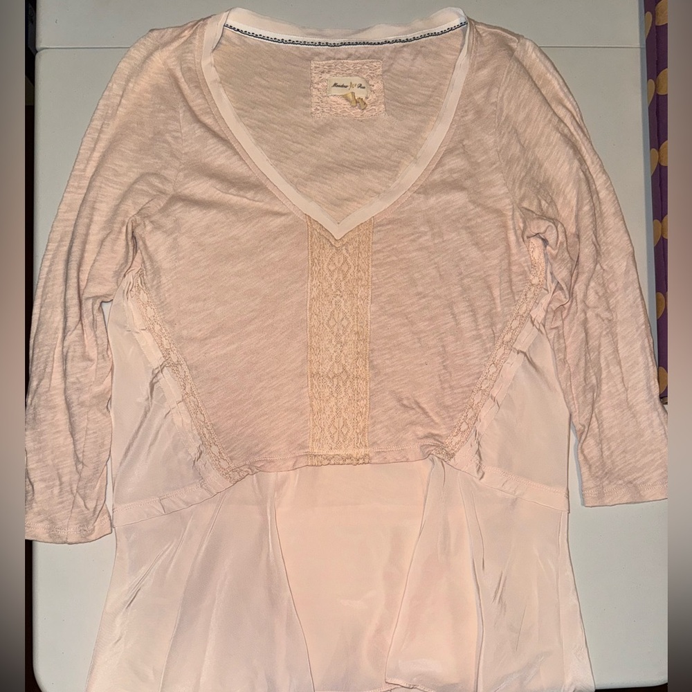 Meadow Rue Peach Lace Accent Tunic